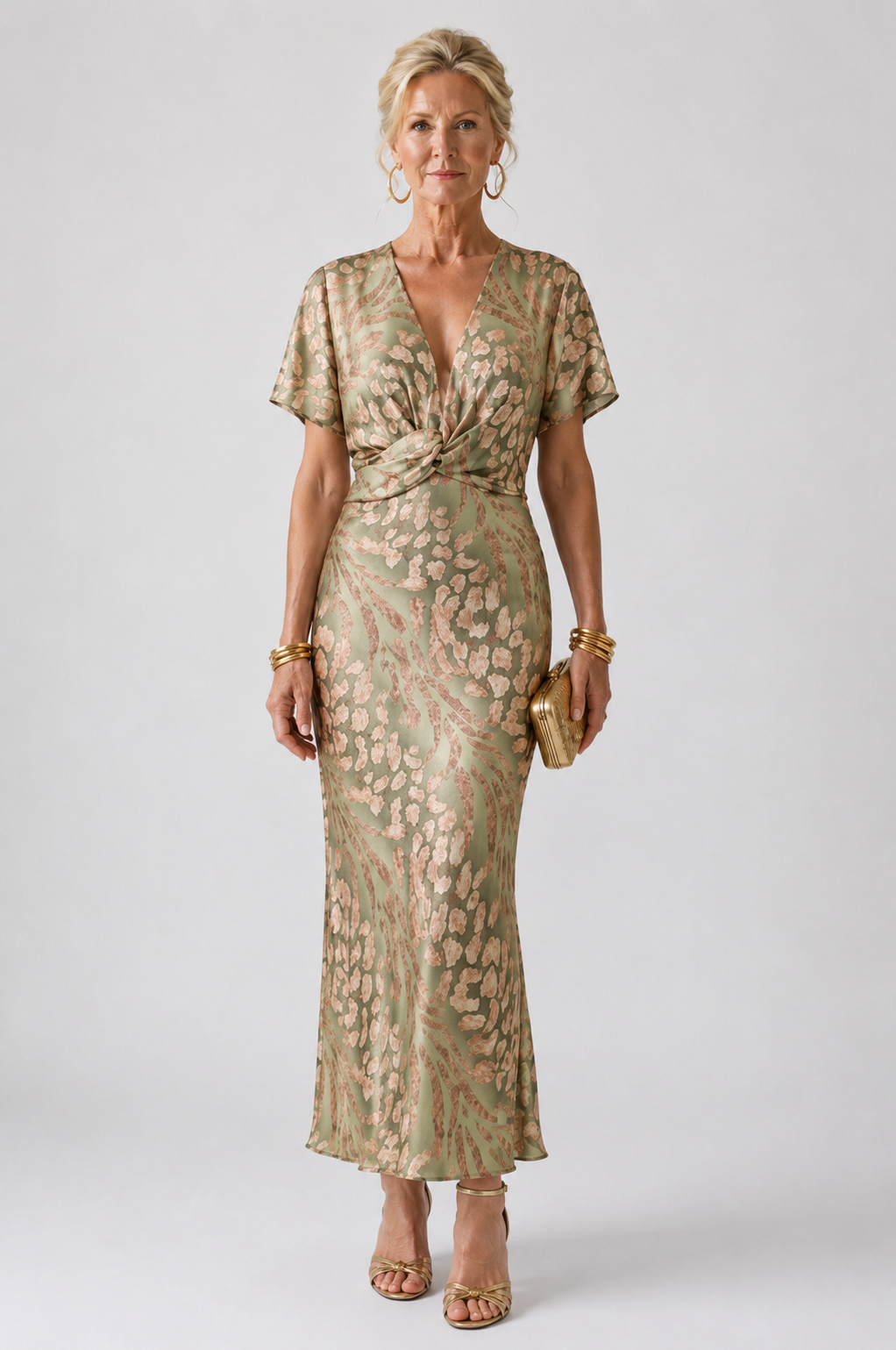 women's lands' end v-neck wrap midi dress baltic teal Ellis & Johnson™