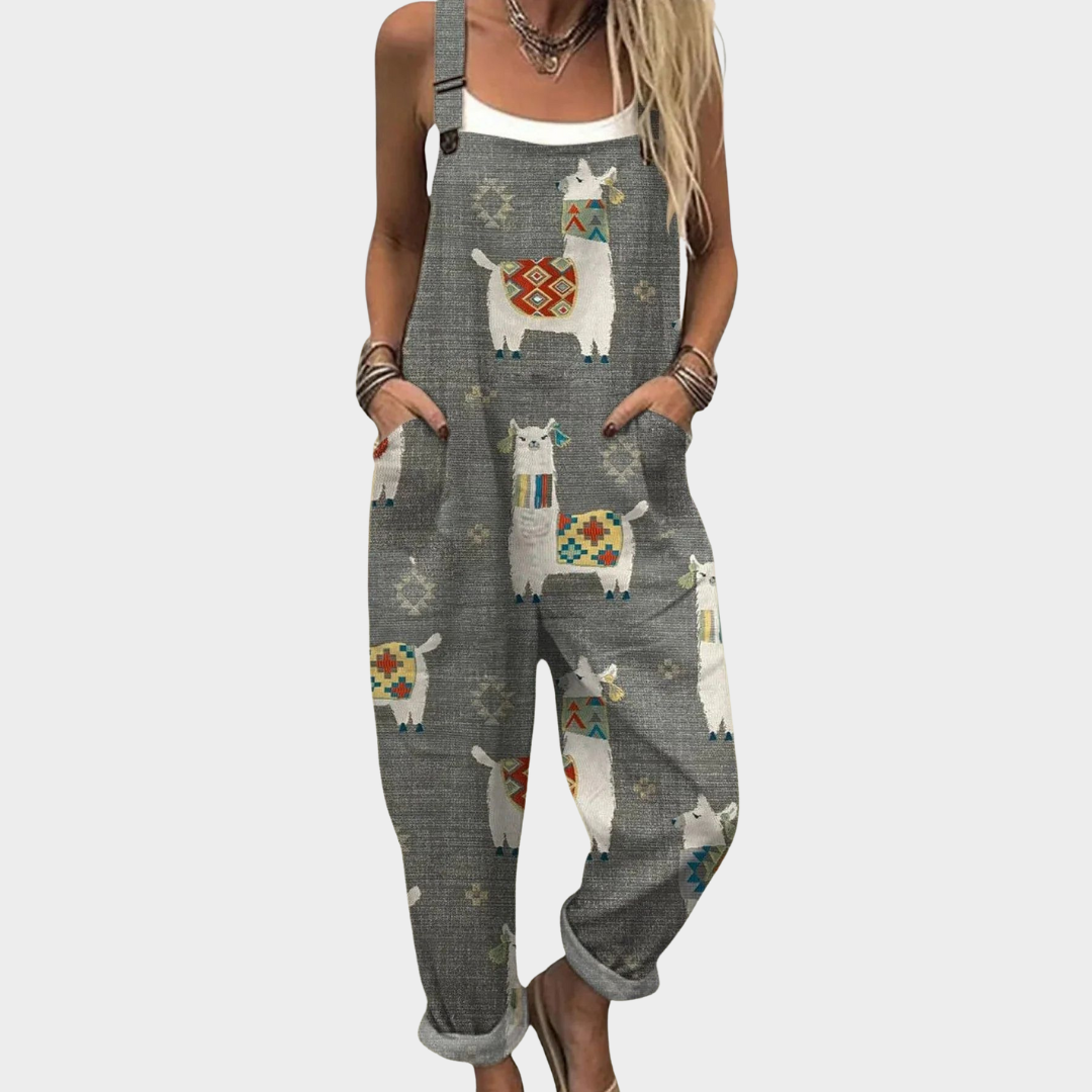 Relaxed Fit Printed Overalls