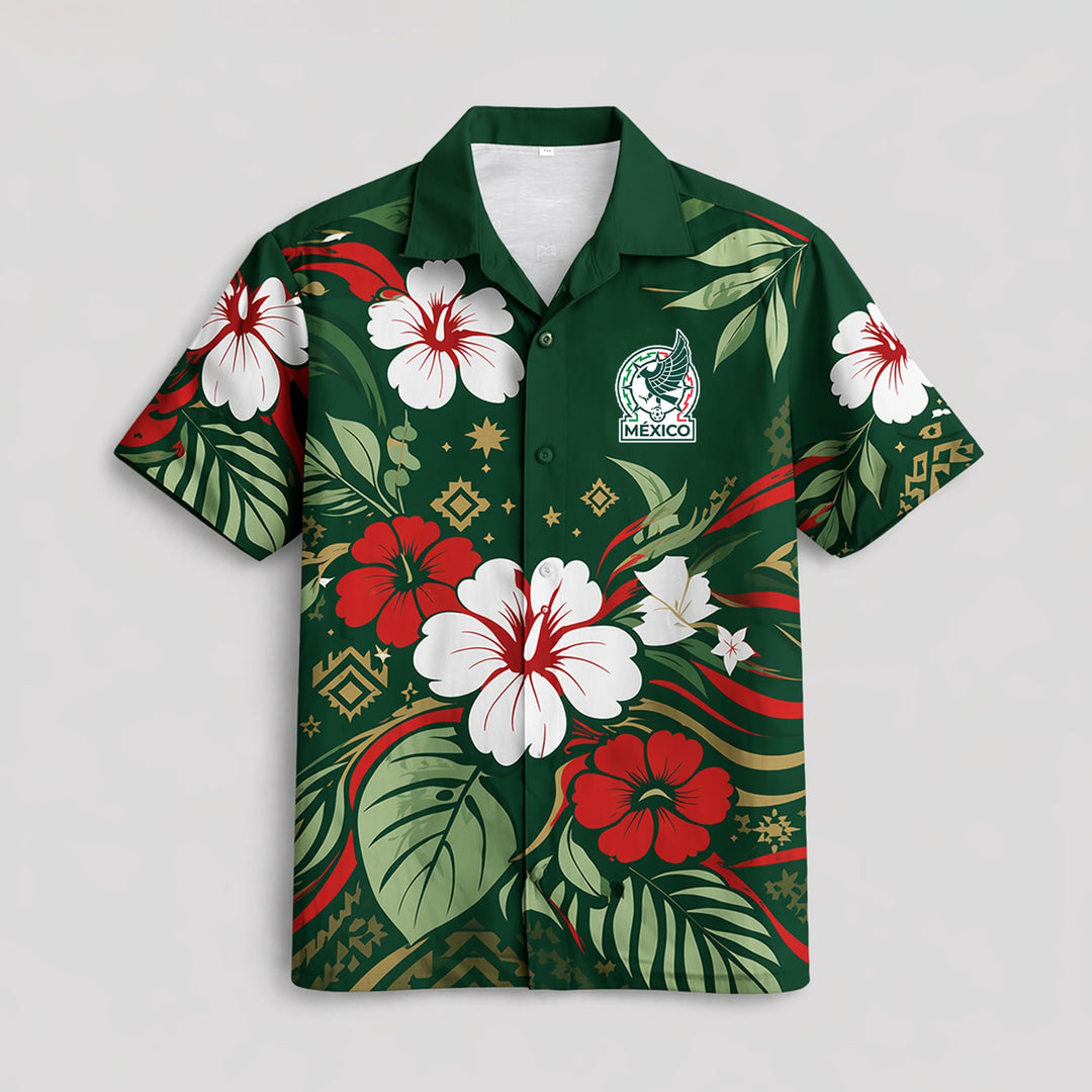 Mexico World Cup 2026 Floral Hawaiian Shirt PVT02 - Backyournation - Proud Nation Gear