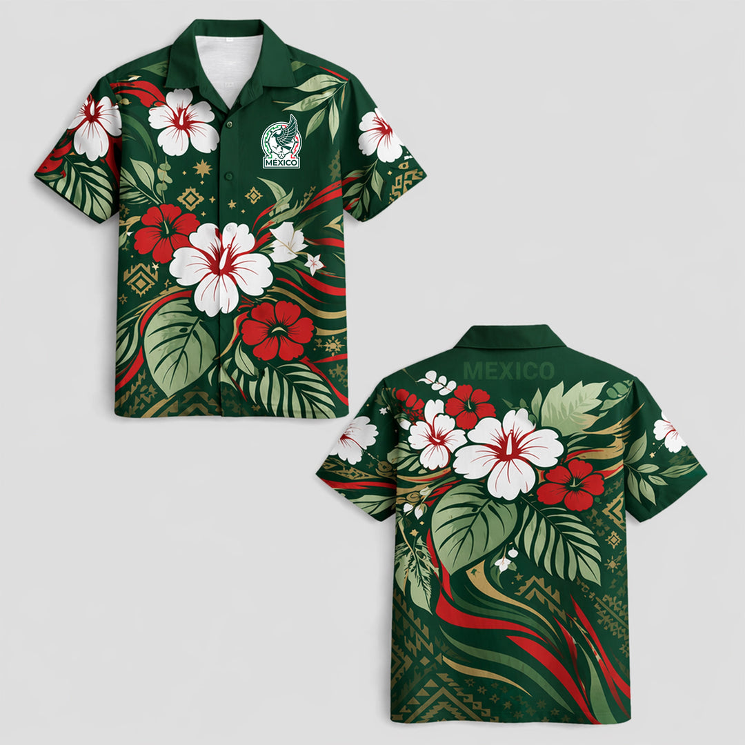 Mexico World Cup 2026 Floral Hawaiian Shirt PVT02 - Backyournation - Proud Nation Gear