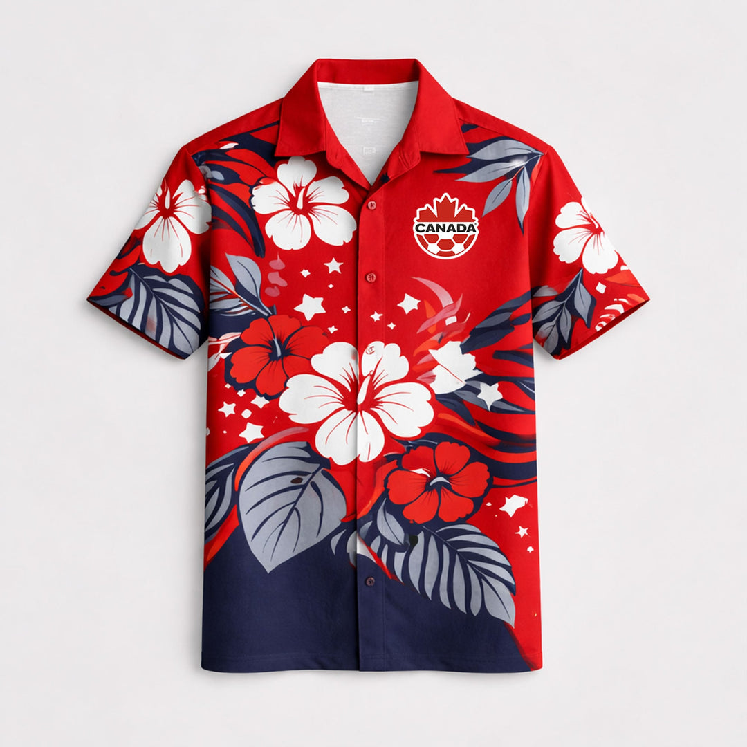 Canada World Cup 2026 Floral Hawaiian Shirt PVT02 - Backyournation - Proud Nation Gear
