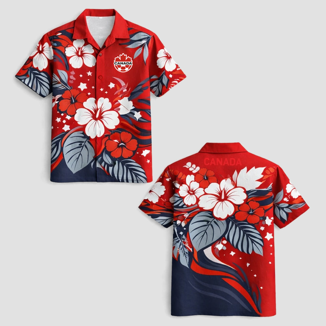 Canada World Cup 2026 Floral Hawaiian Shirt PVT02 - Backyournation - Proud Nation Gear