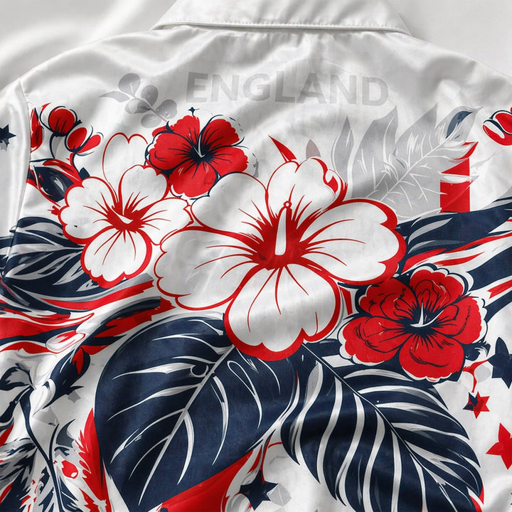 England World Cup 2026 Floral Hawaiian Shirt PVT02 - Backyournation - Proud Nation Gear
