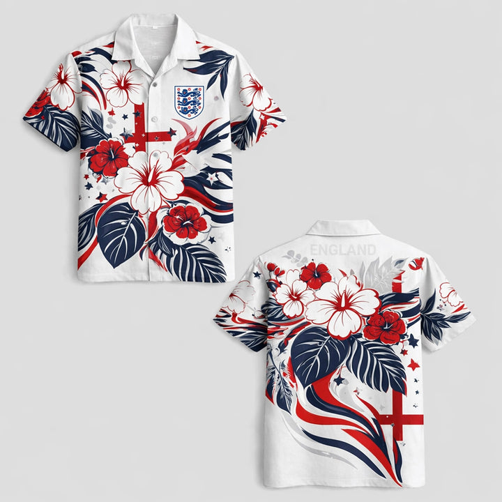 England World Cup 2026 Floral Hawaiian Shirt PVT02 - Backyournation - Proud Nation Gear