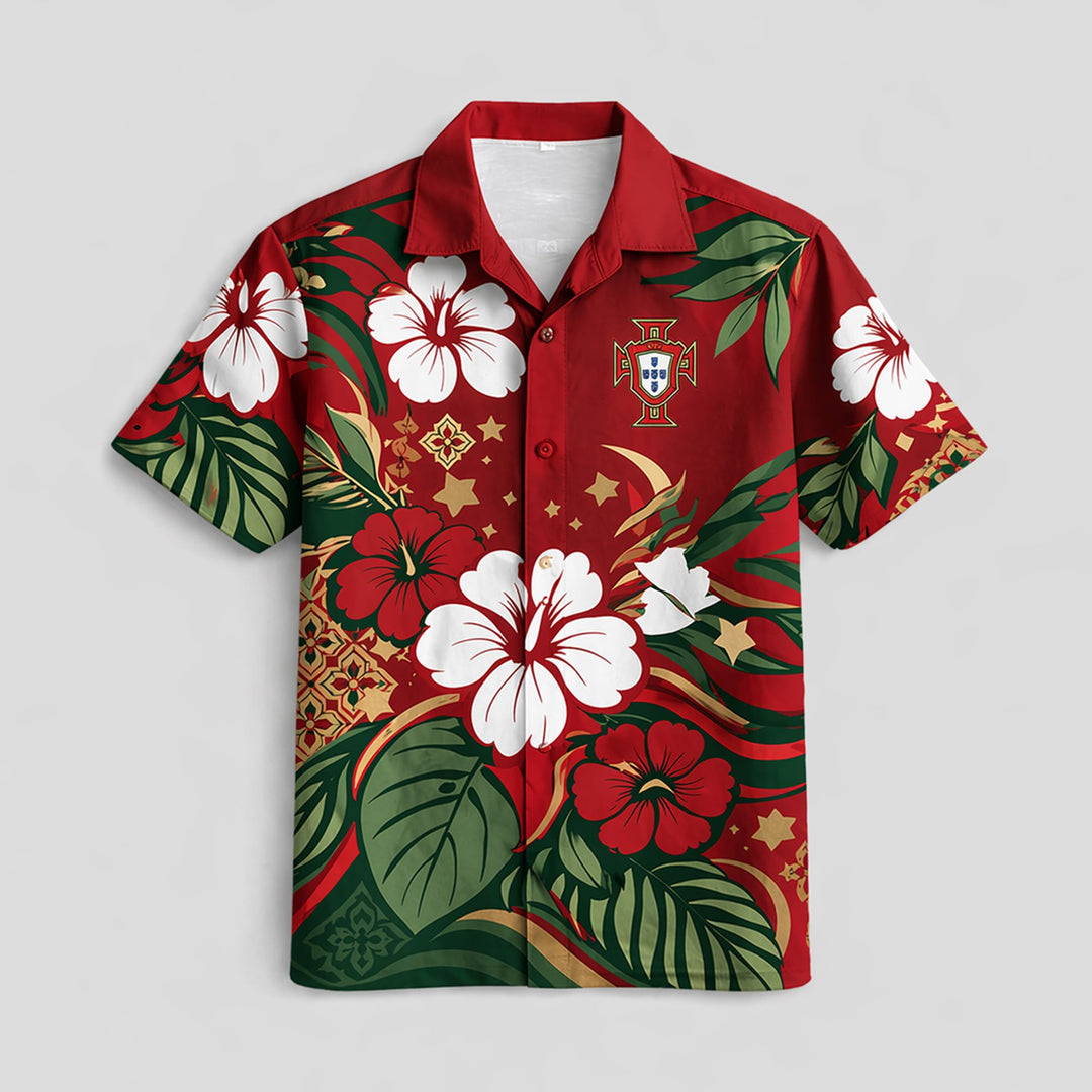 Portugal World Cup 2026 Floral Hawaiian Shirt PVT02 - Backyournation - Proud Nation Gear