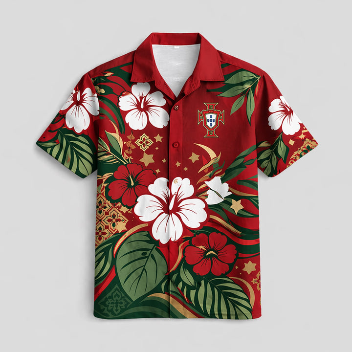 Portugal World Cup 2026 Floral Hawaiian Shirt PVT02 - Backyournation - Proud Nation Gear