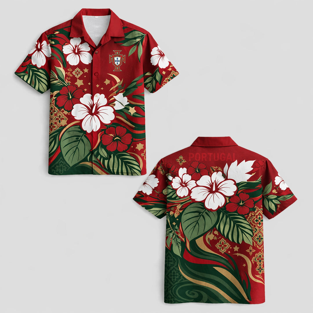 Portugal World Cup 2026 Floral Hawaiian Shirt PVT02 - Backyournation - Proud Nation Gear