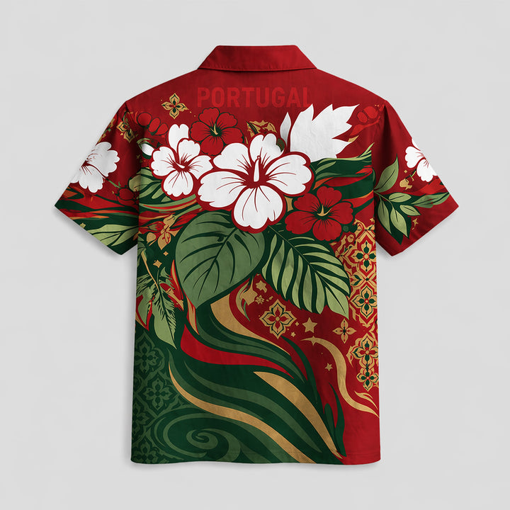 Portugal World Cup 2026 Floral Hawaiian Shirt PVT02 - Backyournation - Proud Nation Gear
