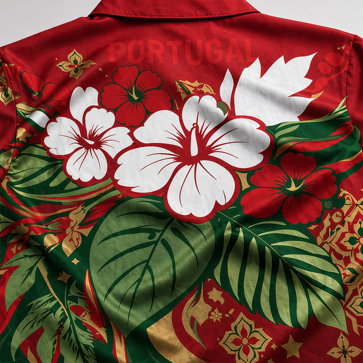 Portugal World Cup 2026 Floral Hawaiian Shirt PVT02 - Backyournation - Proud Nation Gear
