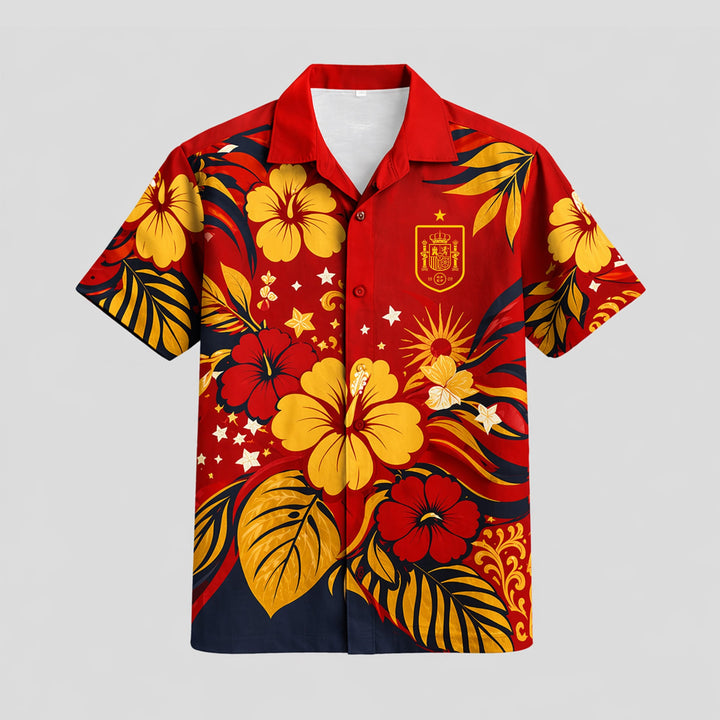 Spain World Cup 2026 Floral Hawaiian Shirt PVT02 - Backyournation - Proud Nation Gear