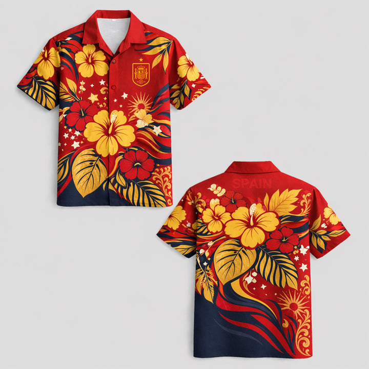 Spain World Cup 2026 Floral Hawaiian Shirt PVT02 - Backyournation - Proud Nation Gear