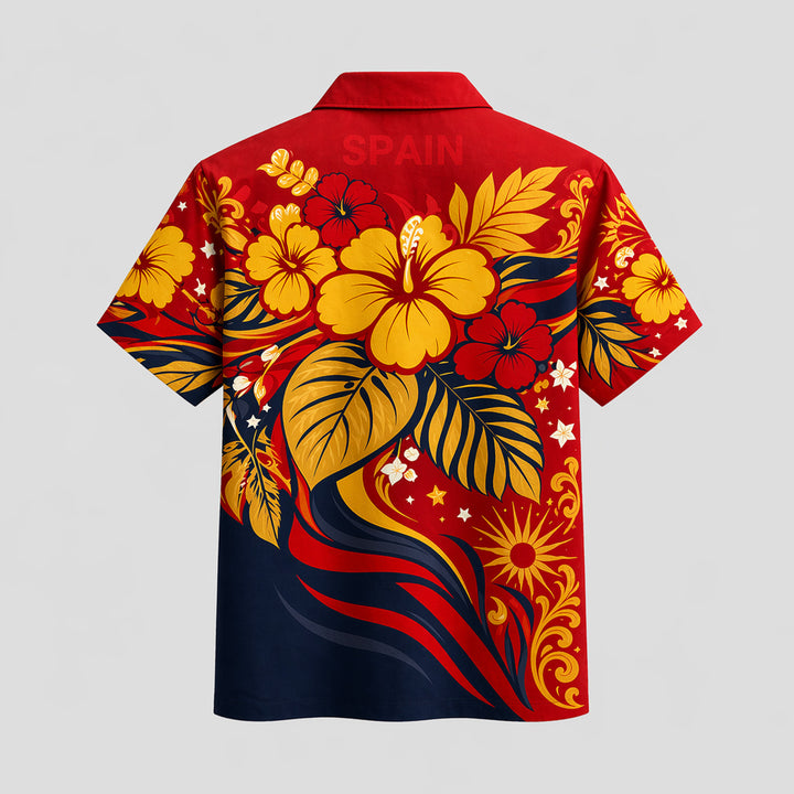 Spain World Cup 2026 Floral Hawaiian Shirt PVT02 - Backyournation - Proud Nation Gear