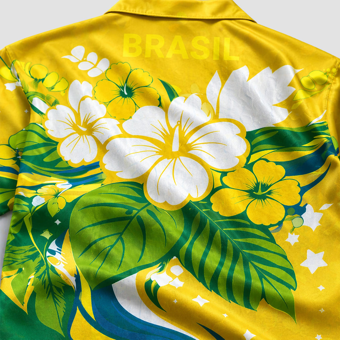 Brazil World Cup 2026 Floral Hawaiian Shirt PVT02 - Backyournation - Proud Nation Gear