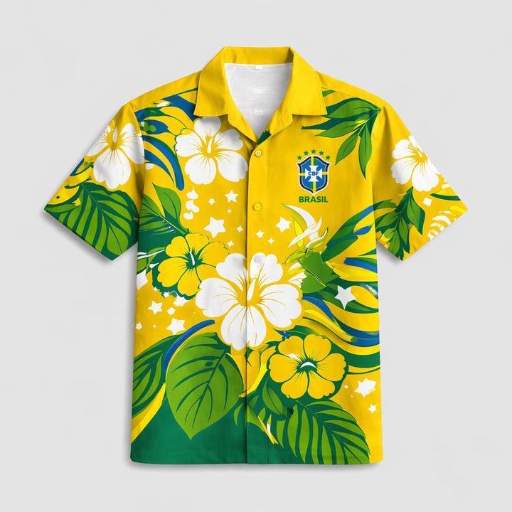 Brazil World Cup 2026 Floral Hawaiian Shirt PVT02 - Backyournation - Proud Nation Gear