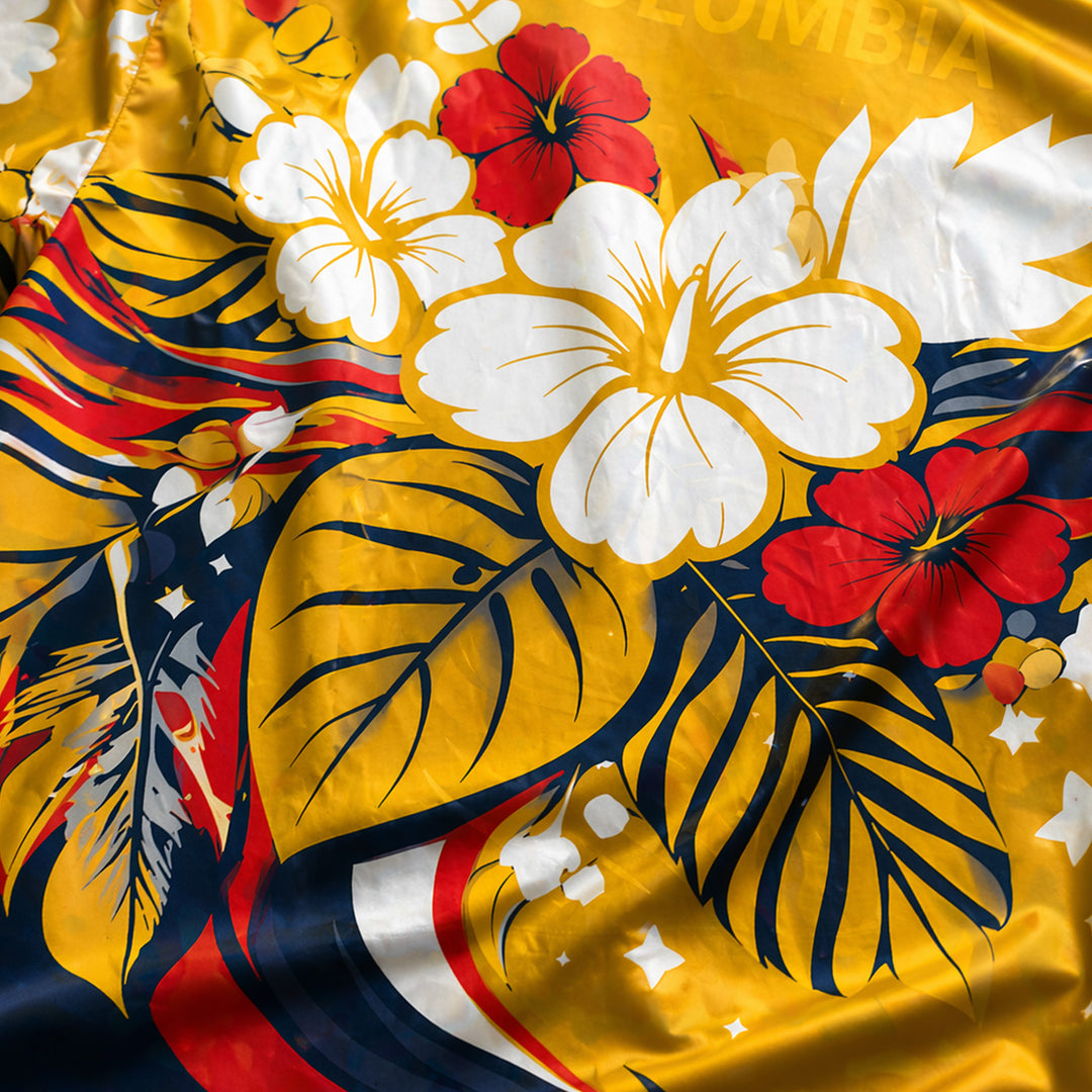 Colombia World Cup 2026 Floral Hawaiian Shirt PVT02 - Backyournation - Proud Nation Gear