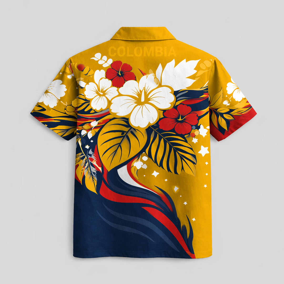 Colombia World Cup 2026 Floral Hawaiian Shirt PVT02 - Backyournation - Proud Nation Gear