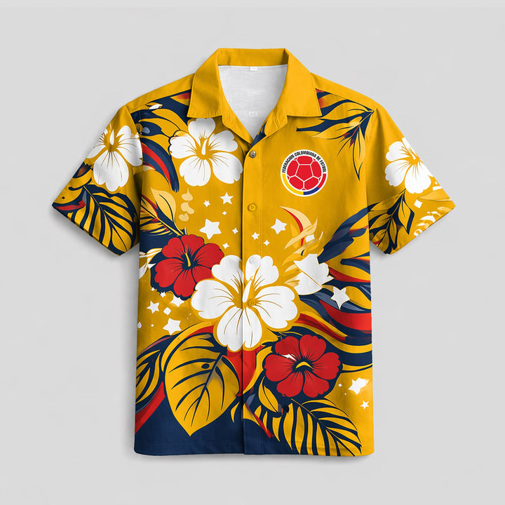 Colombia World Cup 2026 Floral Hawaiian Shirt PVT02 - Backyournation - Proud Nation Gear
