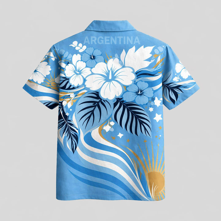 Argentina World Cup 2026 Floral Hawaiian Shirt PVT02 - Backyournation - Proud Nation Gear