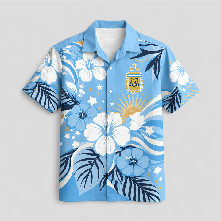 Argentina World Cup 2026 Floral Hawaiian Shirt PVT02 - Backyournation - Proud Nation Gear