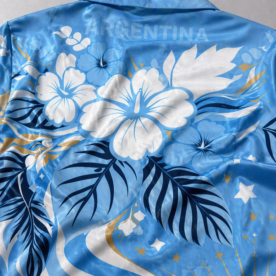 Argentina World Cup 2026 Floral Hawaiian Shirt PVT02 - Backyournation - Proud Nation Gear