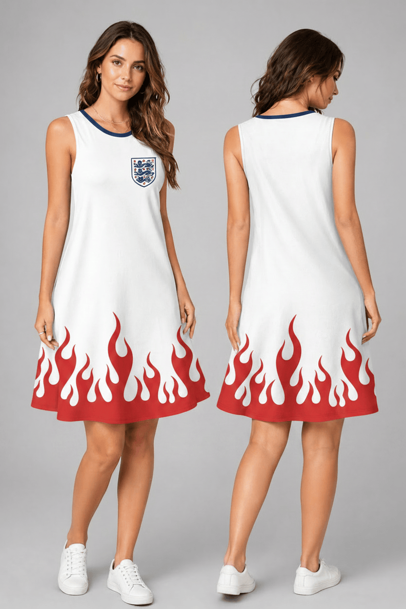 England World Cup 2026 Summer Dress Flame Dress - Backyournation - Proud Nation Gear
