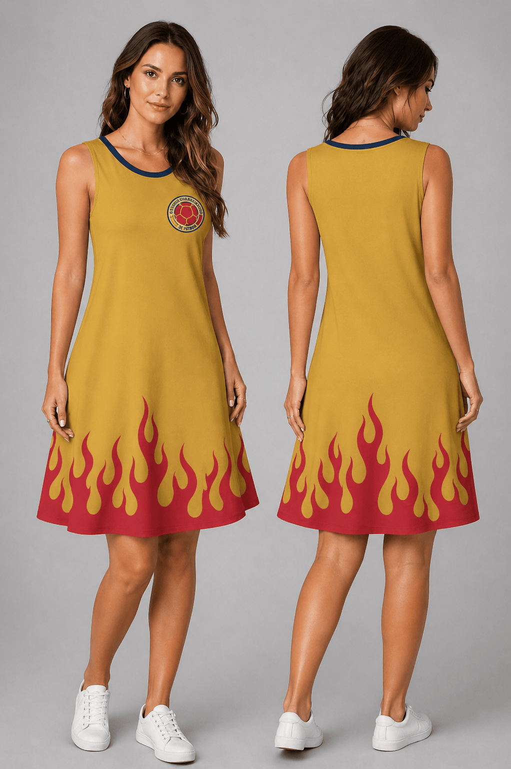 Colombia World Cup 2026 Summer Dress Flame Dress - Backyournation - Proud Nation Gear