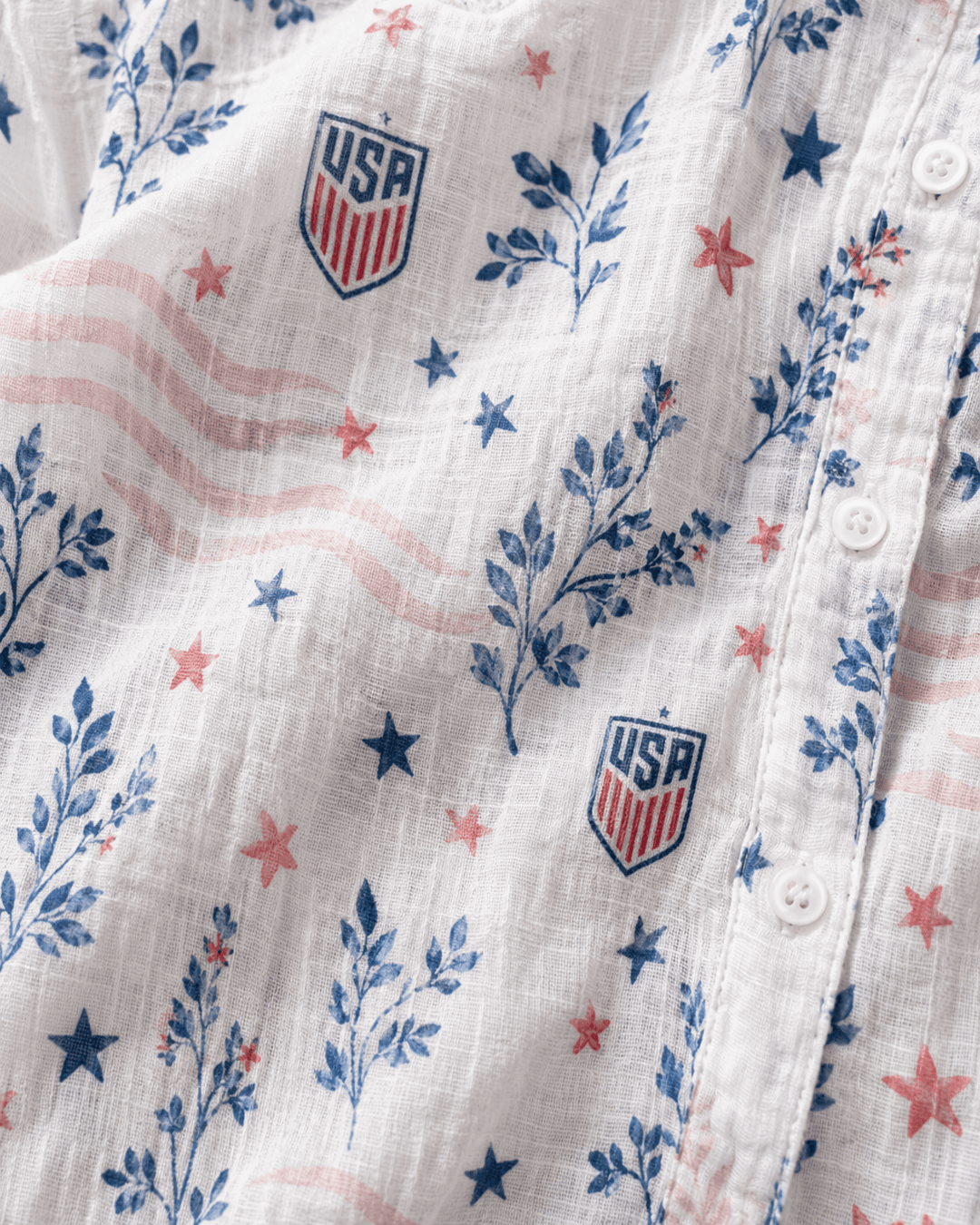 USA Soccer Team Floral Women Linen Shirt - Backyournation - Proud Nation Gear