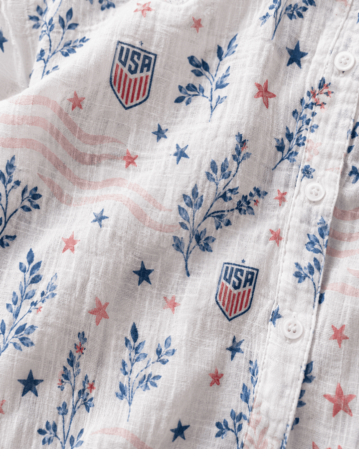USA Soccer Team Floral Women Linen Shirt - Backyournation - Proud Nation Gear