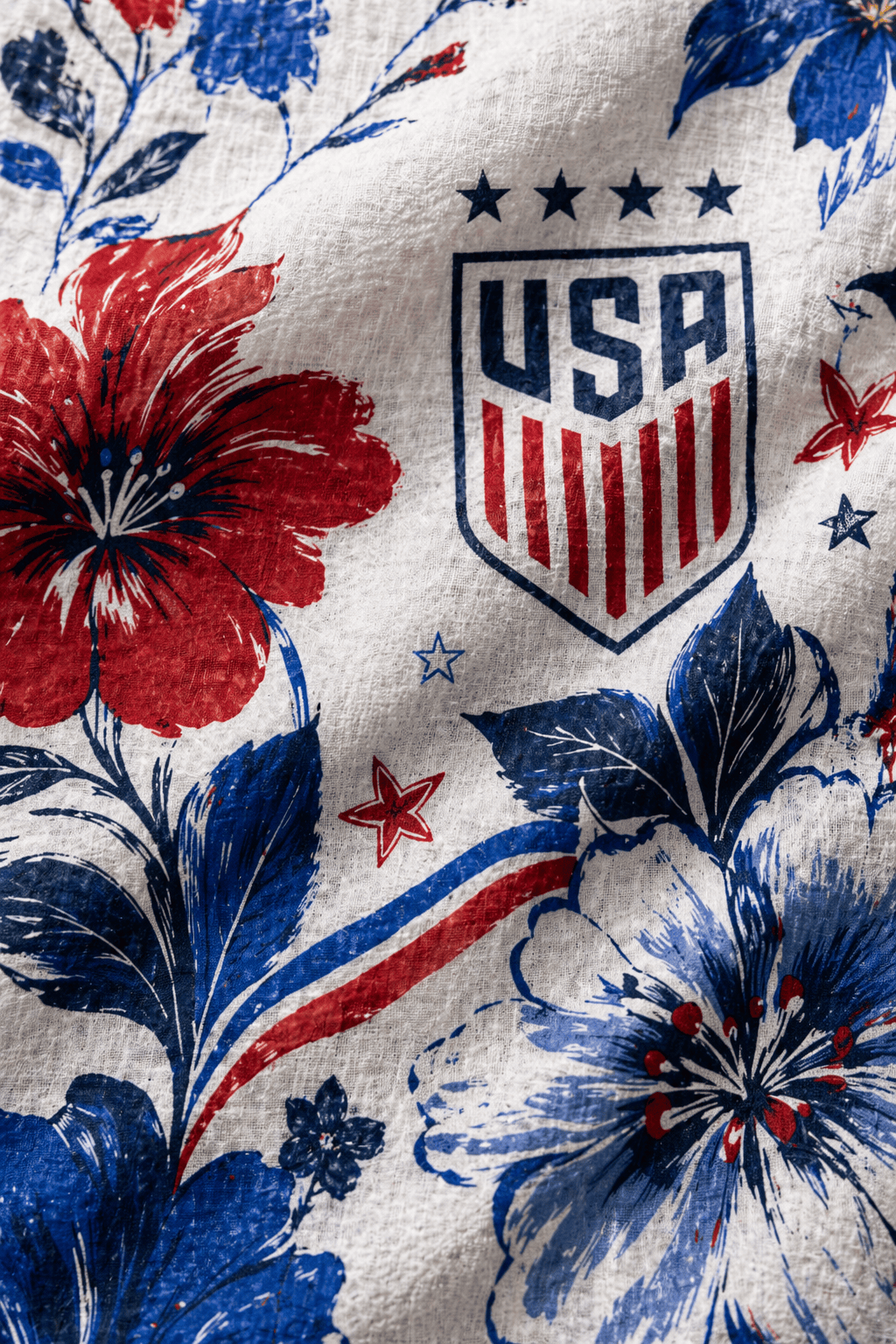 USA Soccer Team Bold Patriot Floral Women Linen Shirt - Backyournation - Proud Nation Gear