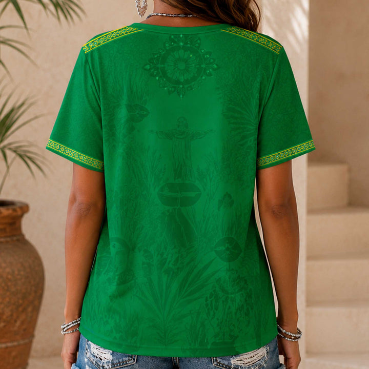 Brazil World Cup 2026 Heritage Women V-neck Shirt - Backyournation - Proud Nation Gear