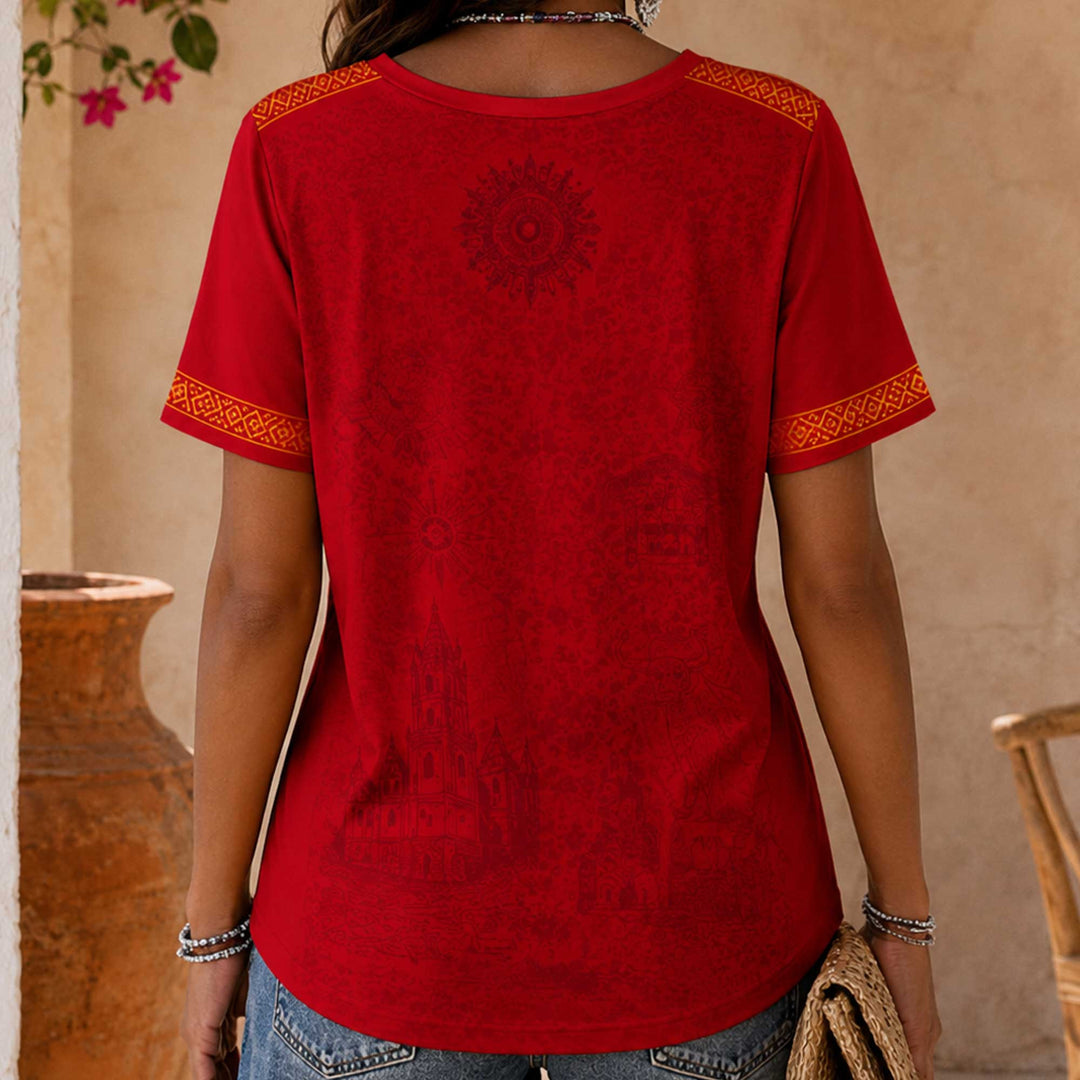 Spain World Cup 2026 Heritage Women V-neck Shirt - Backyournation - Proud Nation Gear