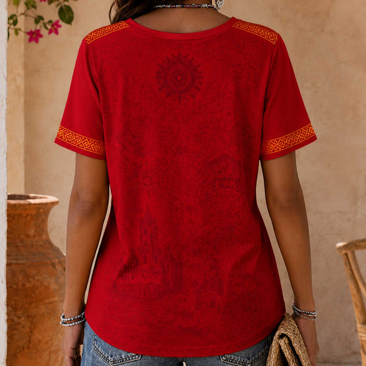 Spain World Cup 2026 Heritage Women V-neck Shirt - Backyournation - Proud Nation Gear