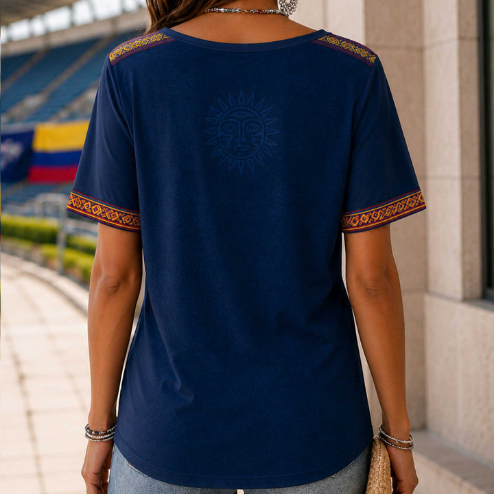 Colombia World Cup 2026 Heritage Women V-neck Shirt - Backyournation - Proud Nation Gear
