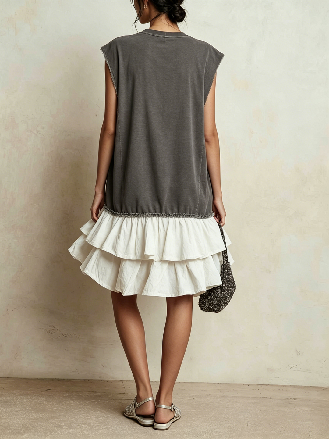 Nieves - Casual color-block dress with a loose fit for vacations