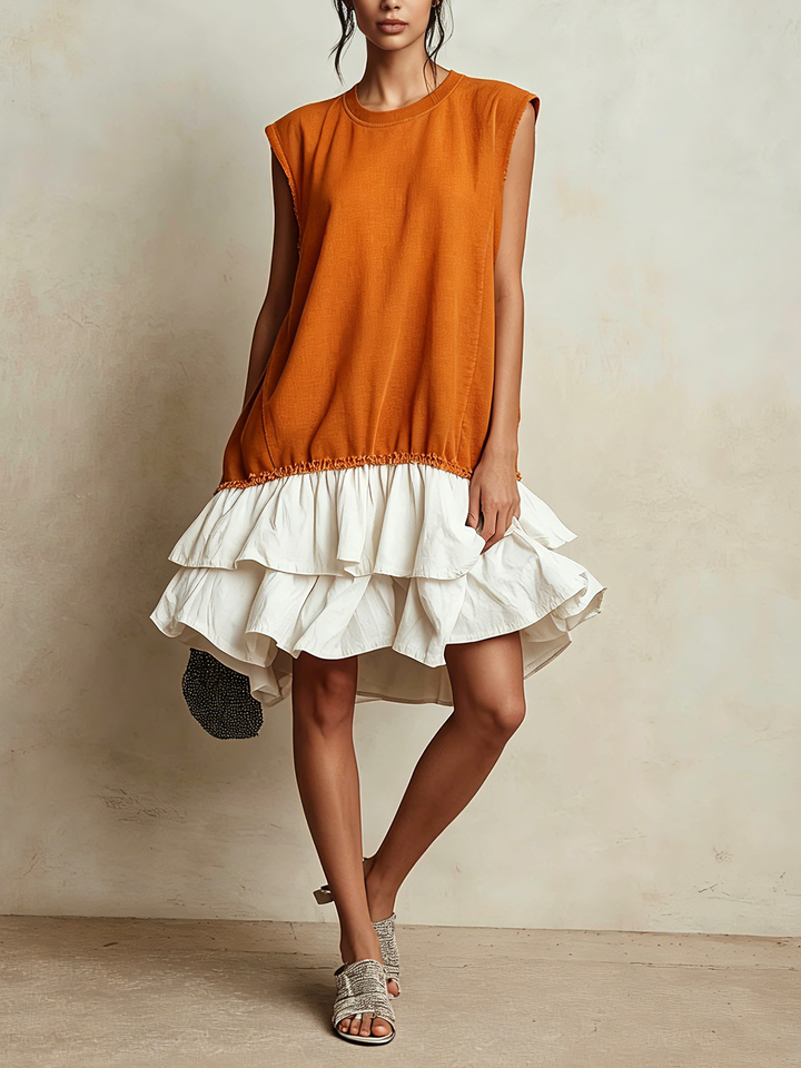 Nieves - Vestido casual de bloques de color con ajuste holgado para vacaciones