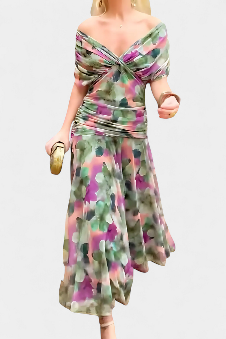 Wendy - Long floral dress with V-neck