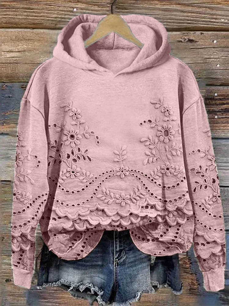 Janet | Floral Detail Hooded Pullover