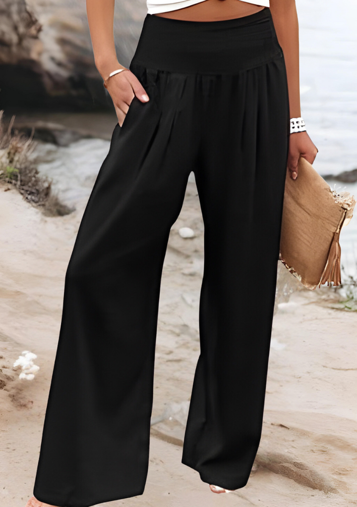 Adeline | Smocked Waist Wide-Leg Trousers