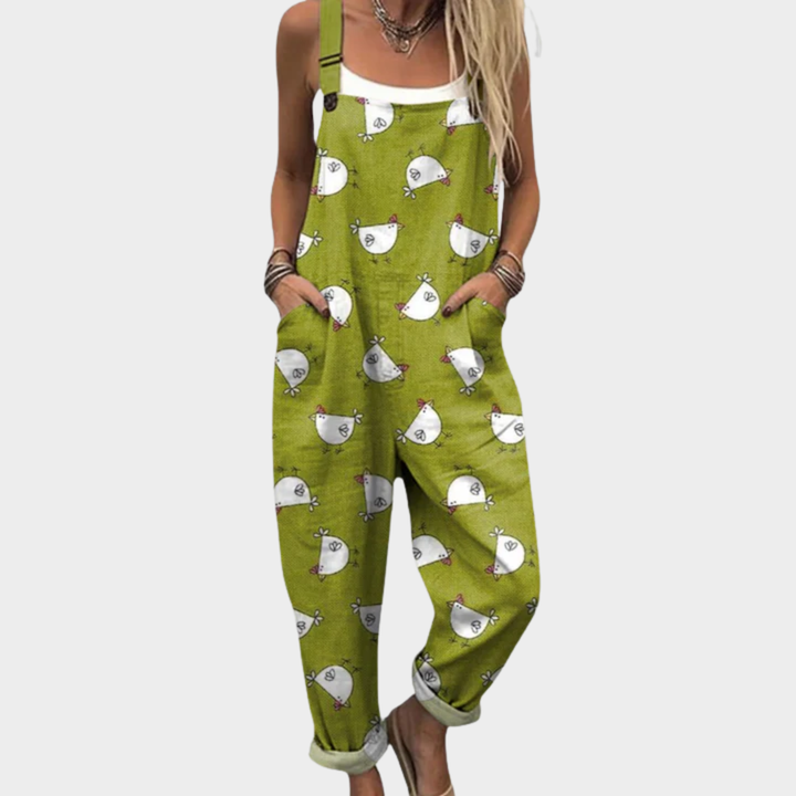 Comfortable Fit Printed Overalls