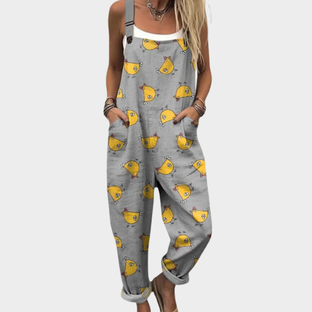 Comfortable Fit Printed Overalls