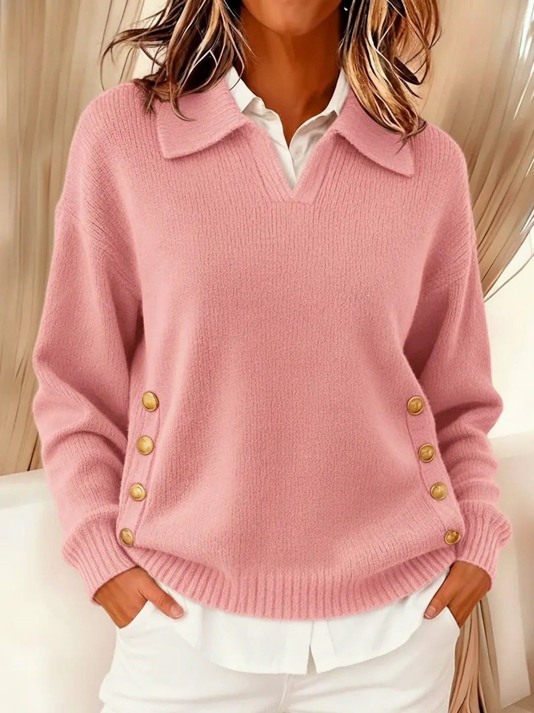 Vynette™ | V-Neck Sweater with Collar