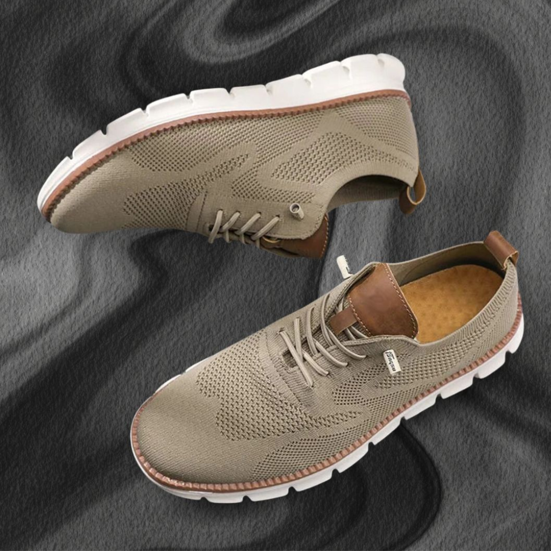 LightWalk Breathable Shoes: Khaki-White