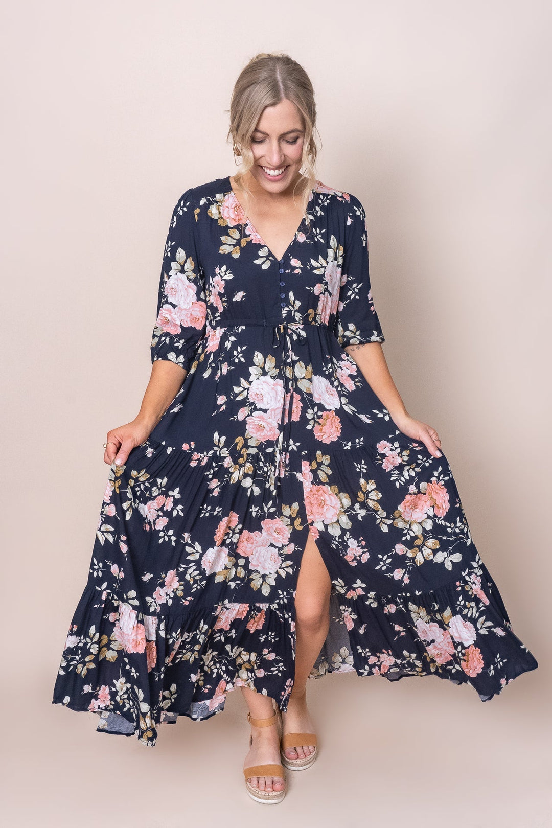 Adriana | Navy Maxi Dress
