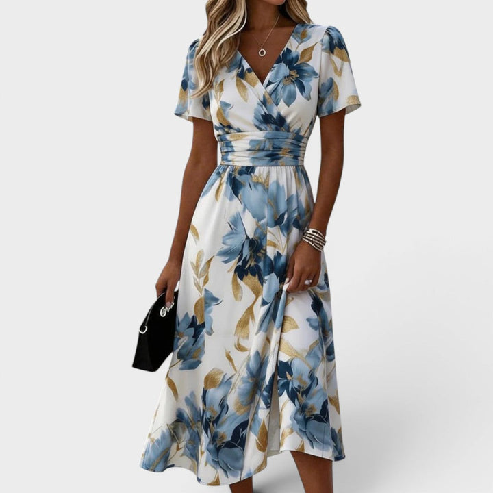 Ellis & Johnson | Floral Wrap Waist Midi Dress