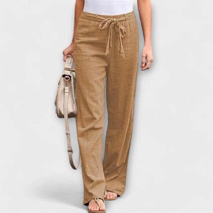 Aurora | Linen Blend Tie-Waist Trousers