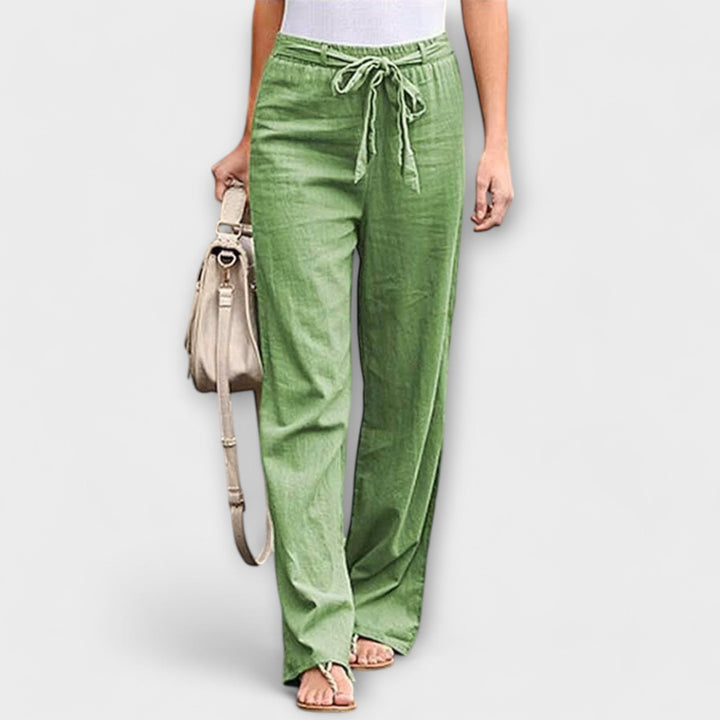 Aurora | Linen Blend Tie-Waist Trousers