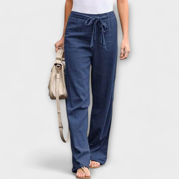 Aurora | Linen Blend Tie-Waist Trousers