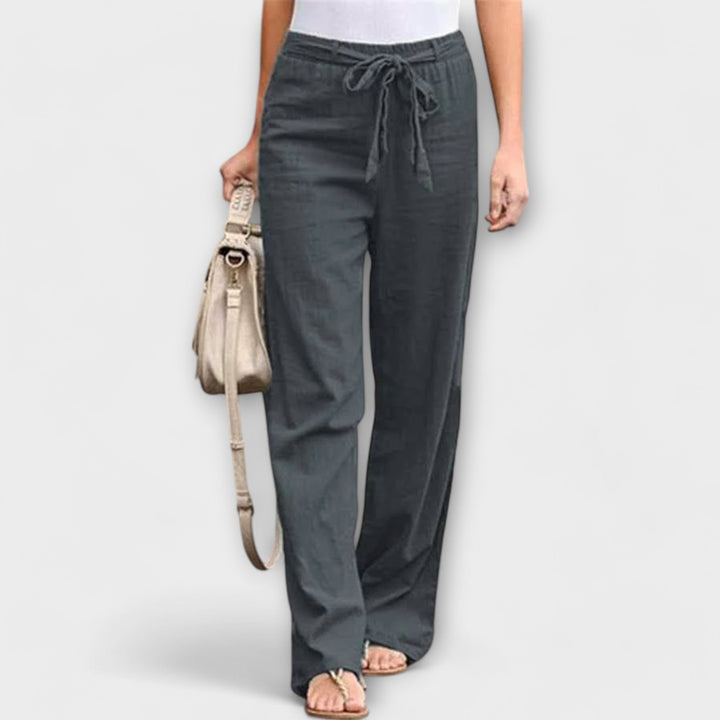 Aurora | Linen Blend Tie-Waist Trousers