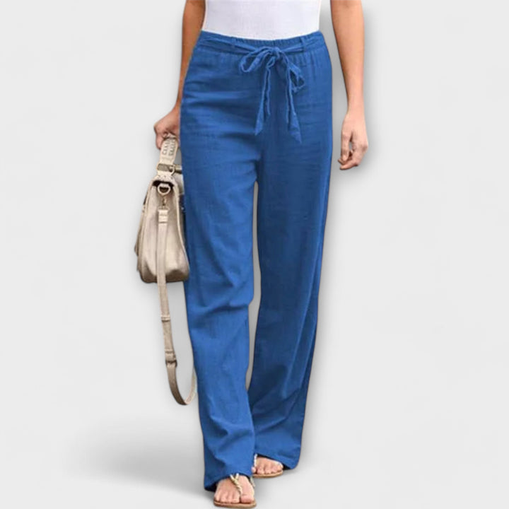 Aurora | Linen Blend Tie-Waist Trousers