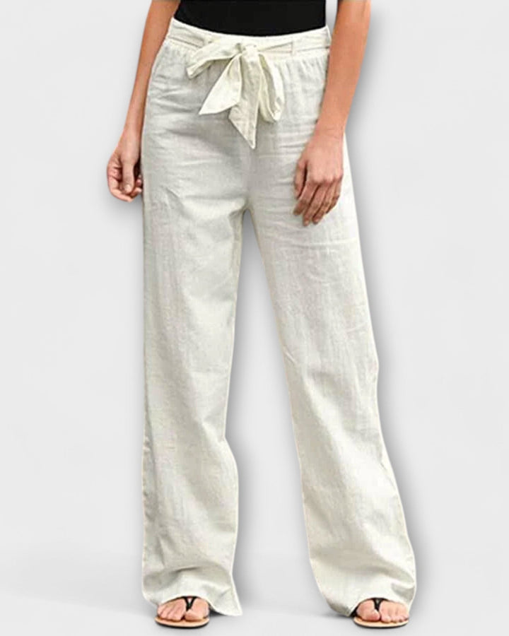 Aurora | Linen Blend Tie-Waist Trousers